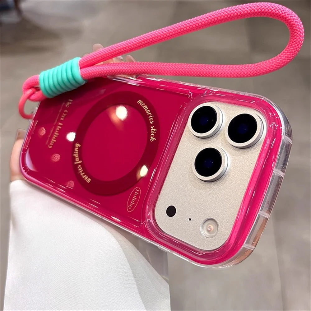 Magnet内蔵 ポップカラー ロープストラップ iPhoneケース #250215