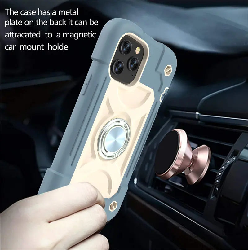 【耐衝撃カラフルリング付きスマホケース】スタンド機能付き|iPhone対応 #250810