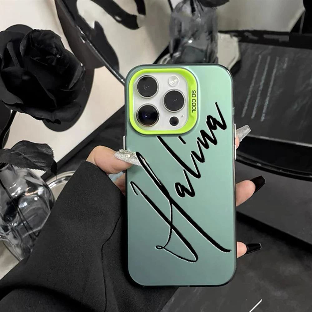 【カスタムNAMEシリーズ】ビッグ筆記体ネーム マットカラーケース|iPhone対応 #241010