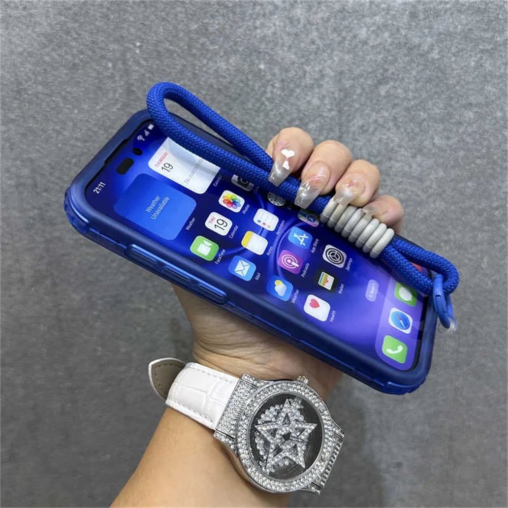 【ネオンカラー】マットクリア ロープストラップ付き スマホケース|iPhone対応 #250803