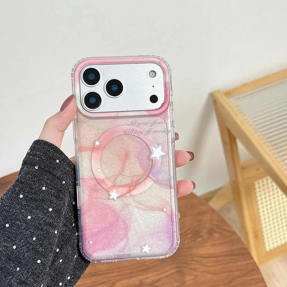 【Magnet内蔵】ドリーミーグラデーション きらめき スター クリアスマホケース|iPhone対応 #241025