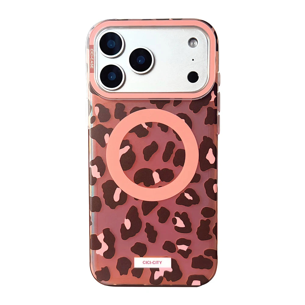 【Magnet内蔵】クリア×グラデーション レオパード ボーダー クリアケース|iPhone対応 #241121