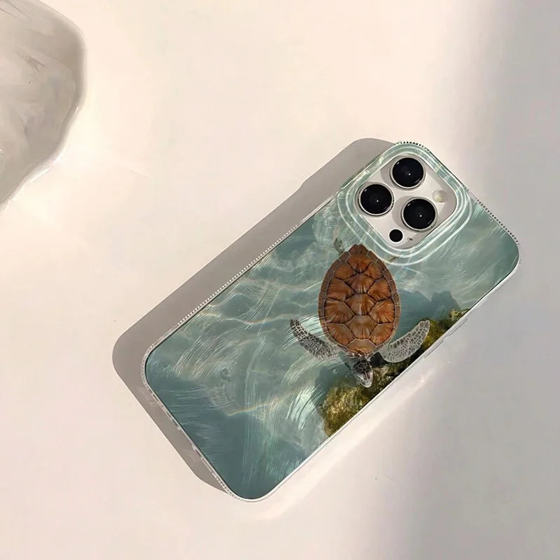 【マリンシリーズ】海のいきも ヒトデ クラゲ ウミガメ クリアスマホケース|iPhone対応 #250911