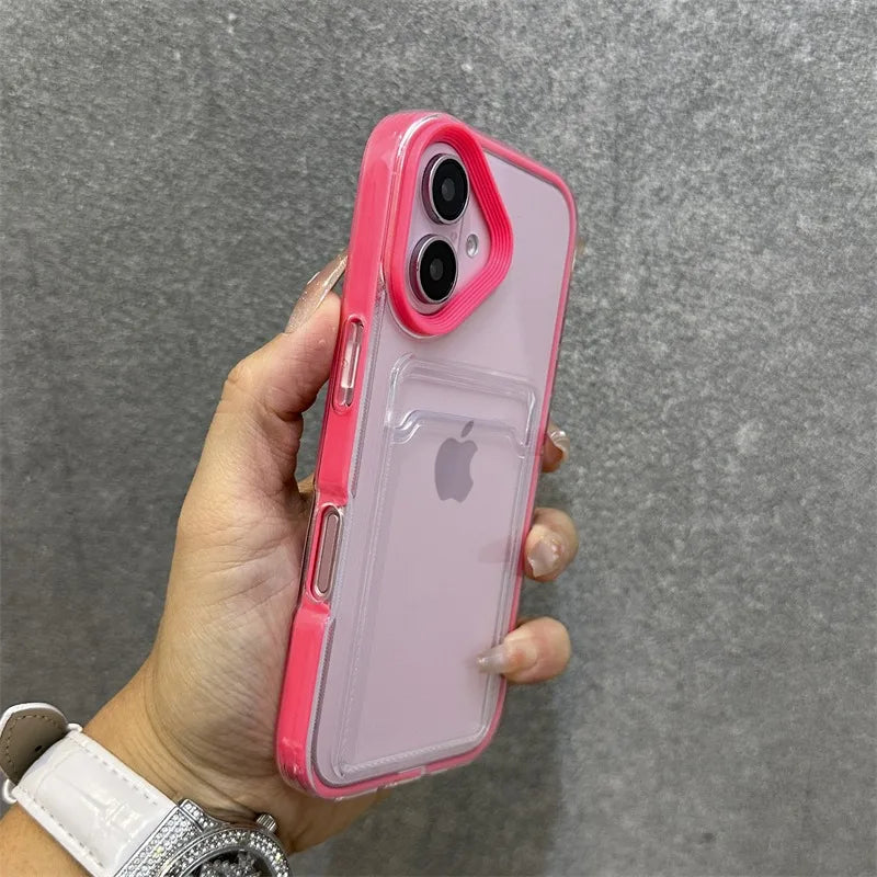 【クリア×ネオンフレーム】カード収納スマホケース|iPhone対応 #250807