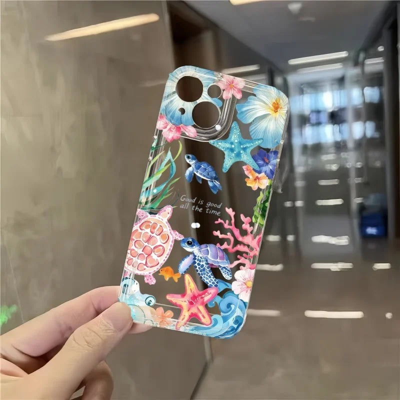 海の生き物 サンゴ柄デザイン iPhoneケース|マリン・カラフル #260089