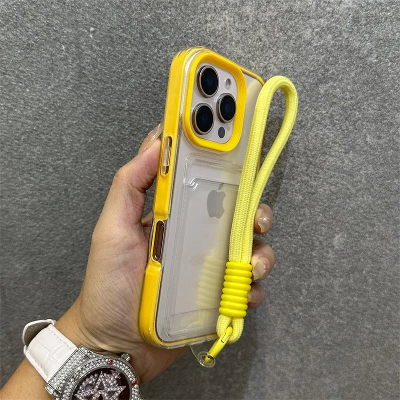 【クリア×ネオンフレーム】カード収納スマホケース|iPhone対応 #250807