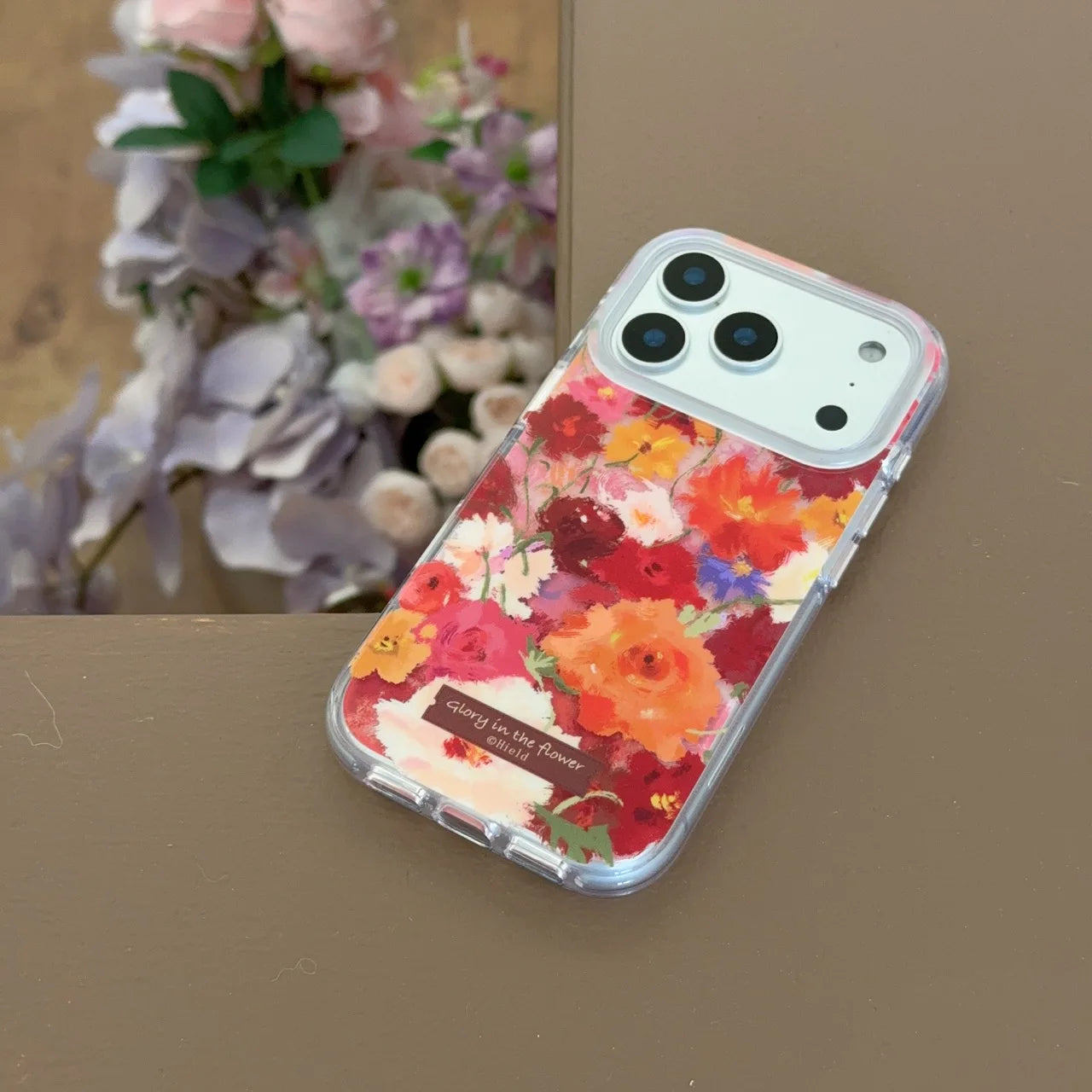 【フラワーアートクリア】油絵風 花柄 ブーケデザイン スマホケース|iPhone対応 #250211