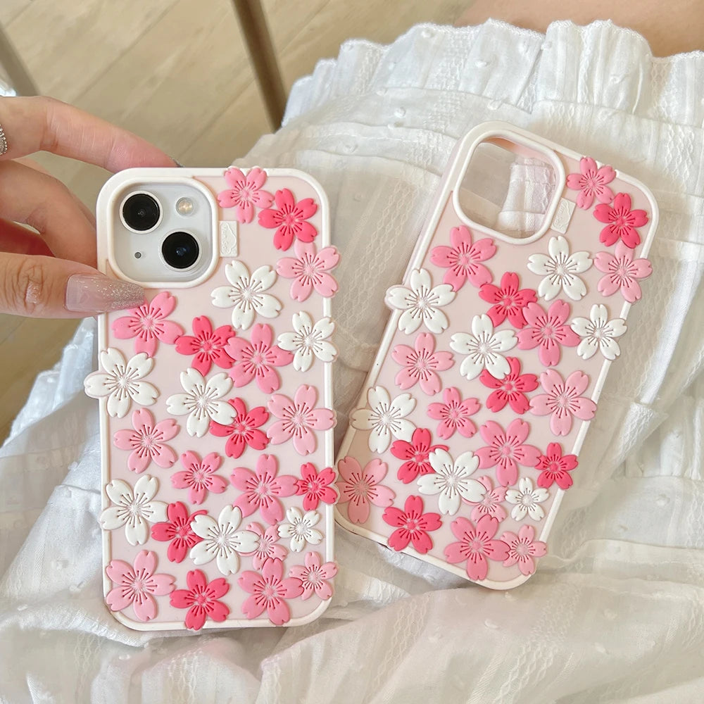 【フラワーシリーズ】桜フラワー 立体3Dデザイン スマホケース|iPhone対応 #251024