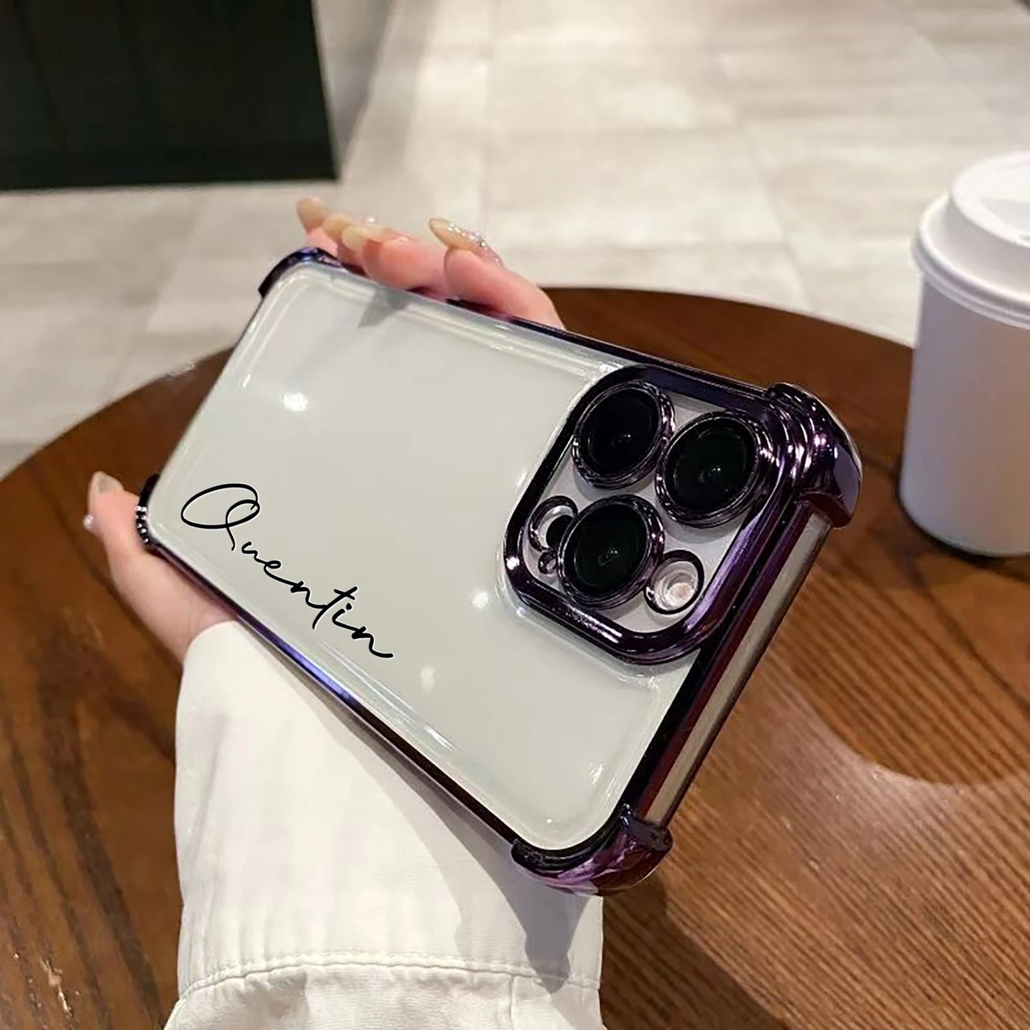 【カスタムシリーズ】名入れOK ソフトTPU×メタリックエッジ スマホケース|iPhone対応 #250321