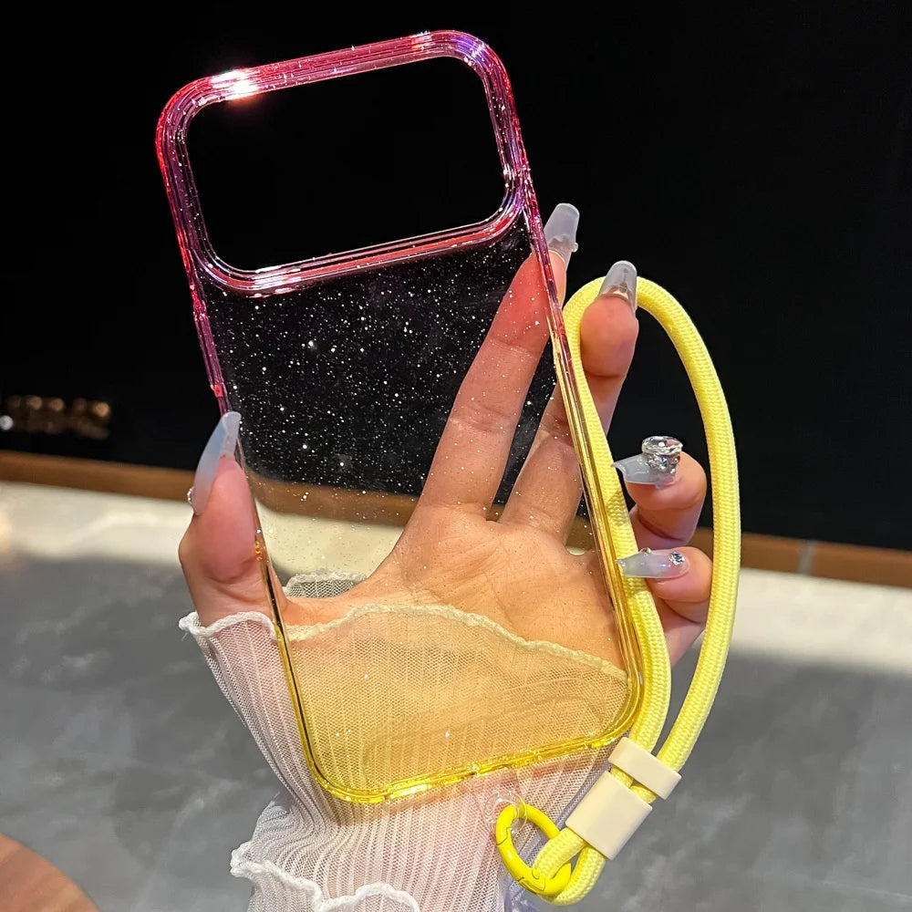 【グラデーションシリーズ】カラフル クリアグラデーション ストラップ付き スマホケース|iPhone対応 #251118