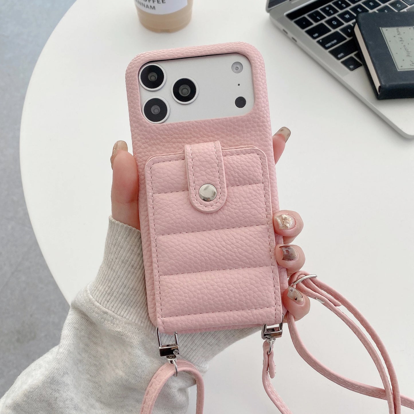 レザー風クロスボディ ショルダーバッグ型iPhoneケース カード収納スタンド機能付き♯261157