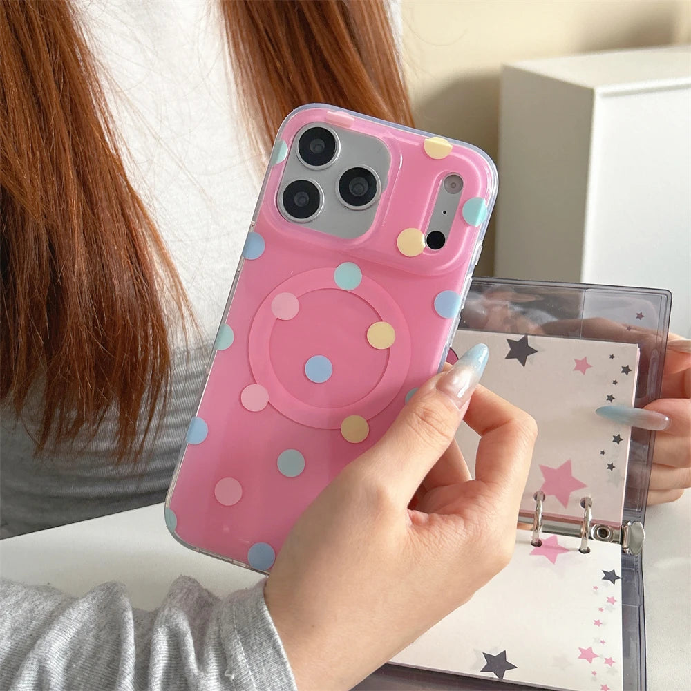 ドット柄 ホルダー付き マグネット対応 iPhoneケース|ポップ・カジュアル風 #261015