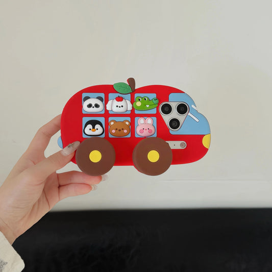 アニマル キッズバス 動物 iPhoneケース|ソフトポップ 立体デザイン #231211