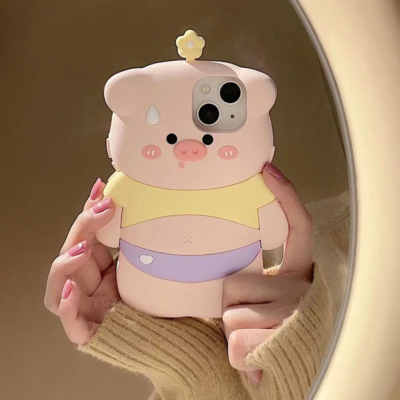 【アニマルシリーズ】立体ブタさんデザイン かわいい3Dスマホケース|iPhone対応 #250920