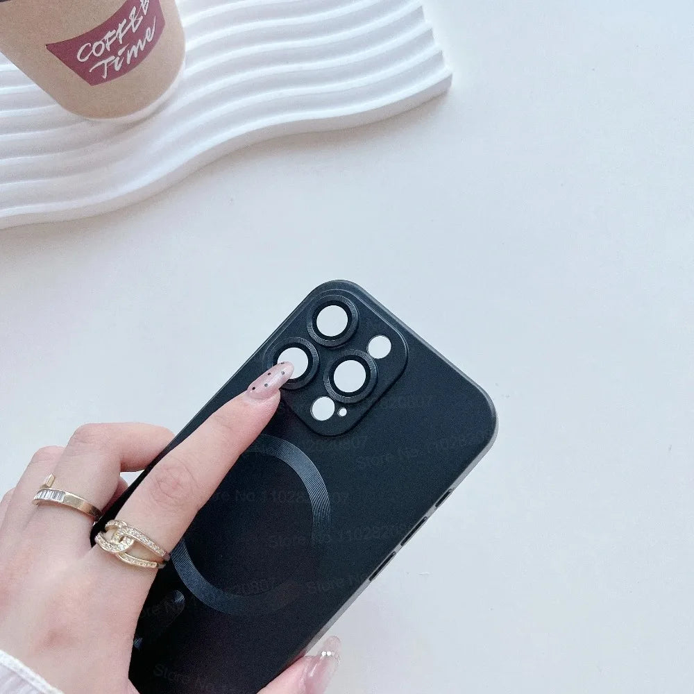 【ワイヤレス充電対応シリーズ】マットメタル ストラップ付きシンプルデザイン スマホケース|iPhone対応 #251106