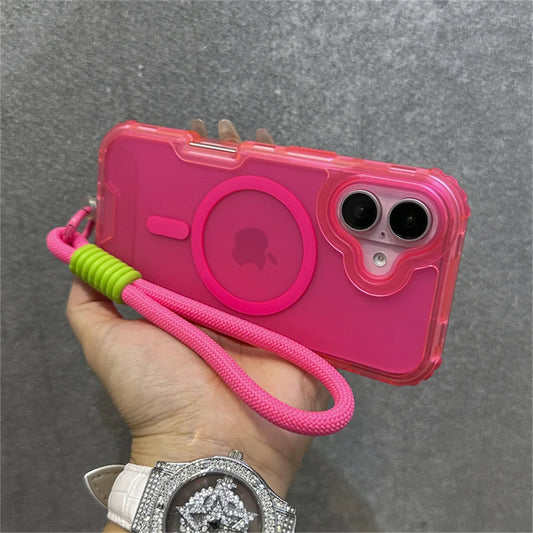 【ネオンカラー】マットクリア ロープストラップ付き スマホケース|iPhone対応 #250803