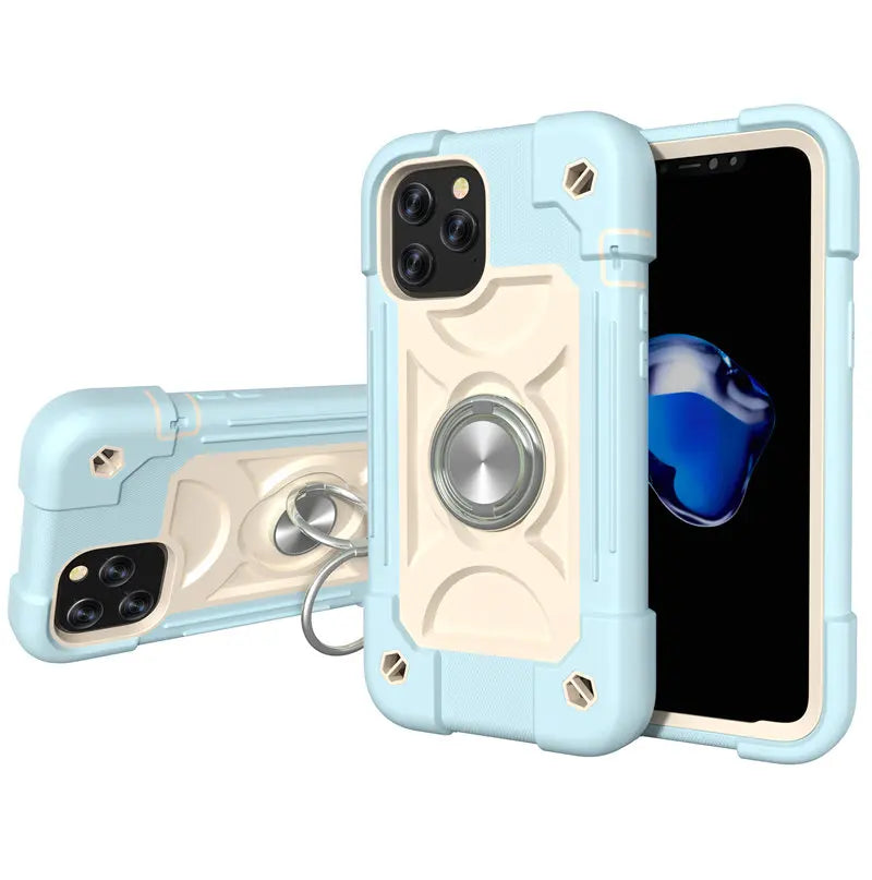【耐衝撃カラフルリング付きスマホケース】スタンド機能付き|iPhone対応 #250810