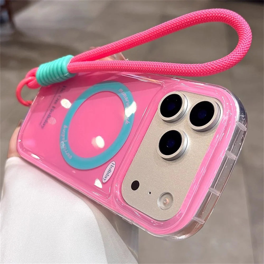【Magsafe対応】クリア カラーポップ ロープストラップ スマホケース|iPhone対応 #250215