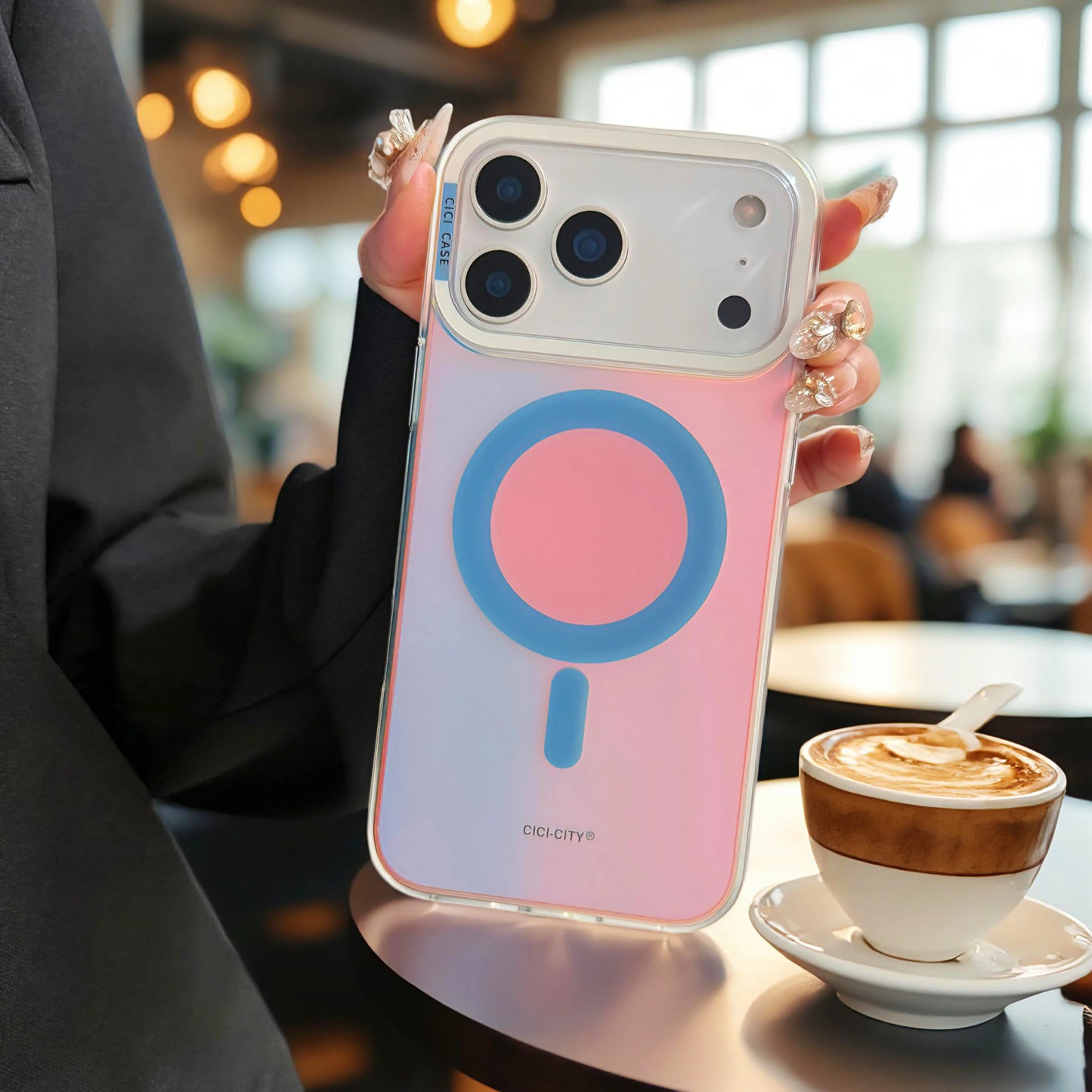 【MagSafe対応】ネオン グラデーションカラー TPU 耐衝撃 おしゃれ ビビッドカラー ポップソケット付き スマホケース|iPhone対応 #251230