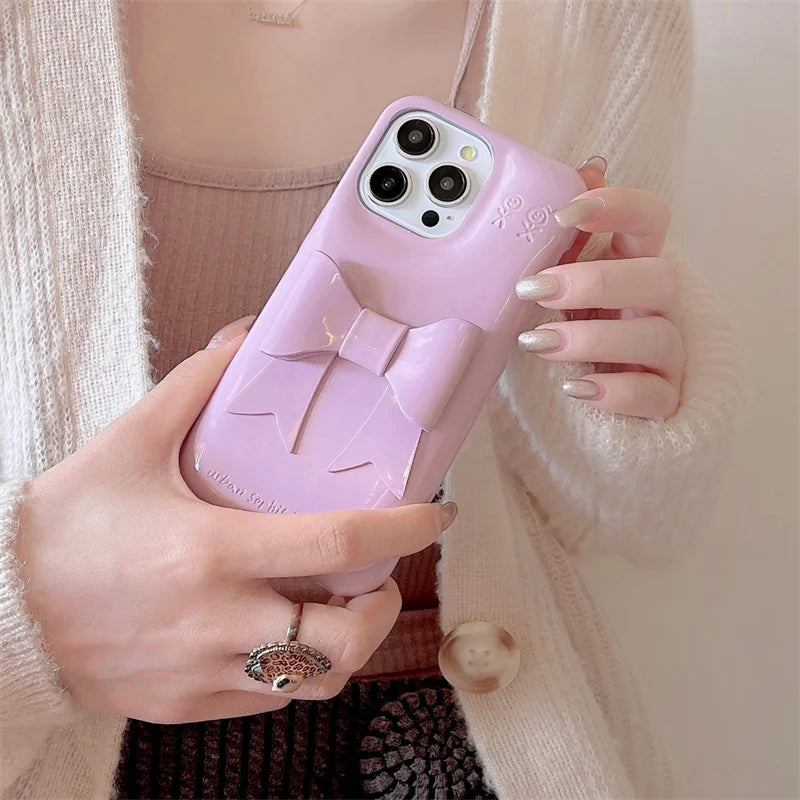 【艶めく光沢×立体リボン】大人ガーリーな3Dデザインケース|iPhone対応 #250508
