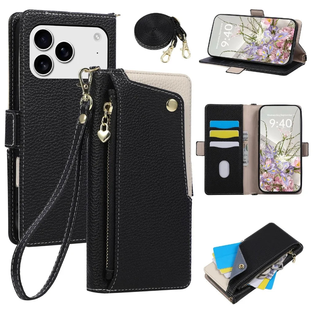 3in1 多機能ウォレットショルダー iPhoneケース (全6色) トレンド・スマート #261234