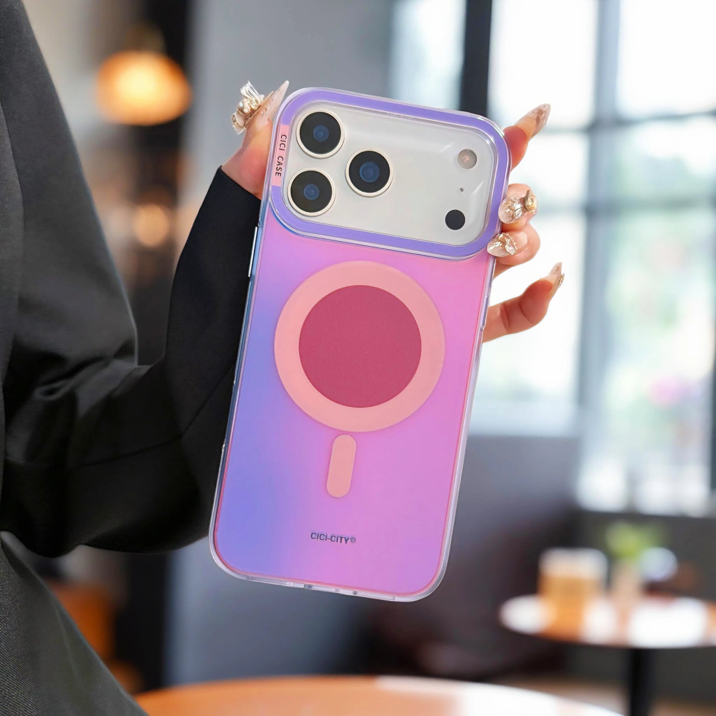 【MagSafe対応】ネオン グラデーションカラー TPU 耐衝撃 おしゃれ ビビッドカラー ポップソケット付き スマホケース|iPhone対応 #251230