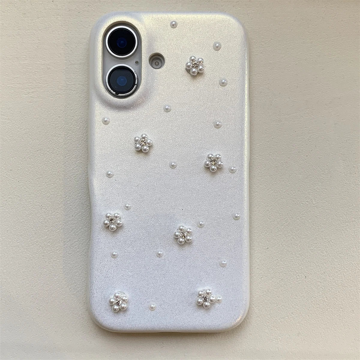 【立体パールフラワー】ジュエリー ハート スマホケース|iPhone対応 #250808