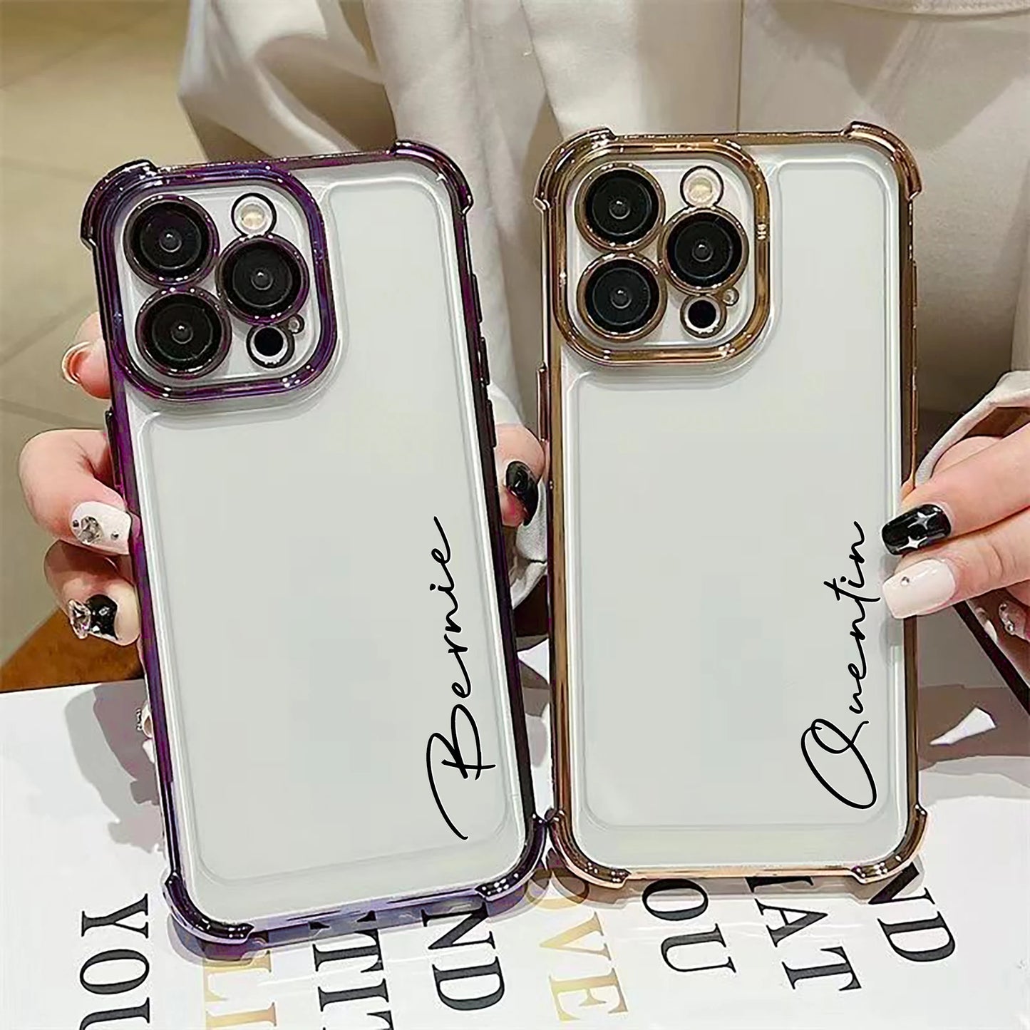 【カスタムシリーズ】名入れOK ソフトTPU×メタリックエッジ スマホケース|iPhone対応 #250321