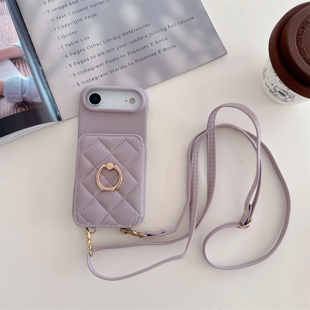 【キルティングシリーズ】カード収納付き ショルダー付き キルティング調 スマホケース|iPhone対応 #251117