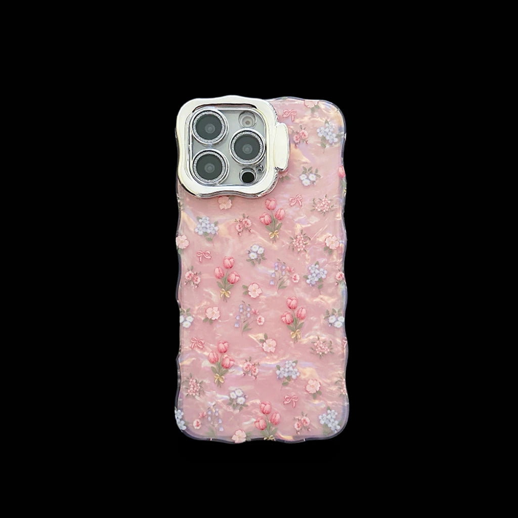 【フローラルミルキーシェル】フラワー×パール調デザイン スマホケース|iPhone対応 #250704