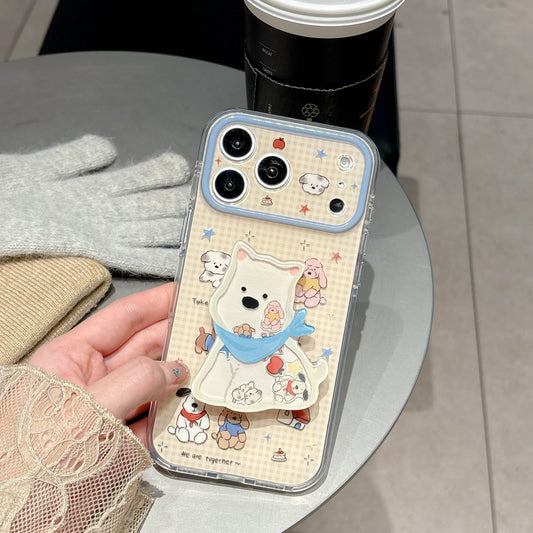 ゆるかわアニマル 犬 ウエスティ ホワイトテリア 立体グリップ付き iPhoneケース|韓国風・落下防止 #231203