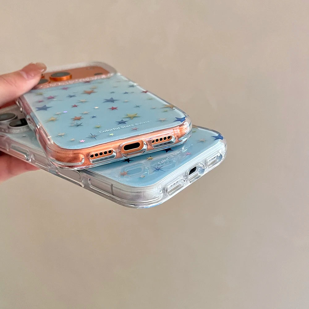 【カラフルスター】ブルースカイ×ホログラムスター クリアスマホケース|iPhone対応 #250216
