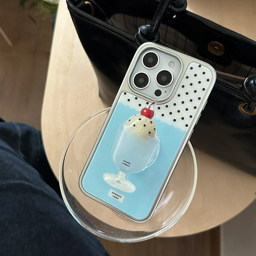 【アイスクリーム ソーダ デザイン】レトロポップスマホケース|iPhone対応 #250806