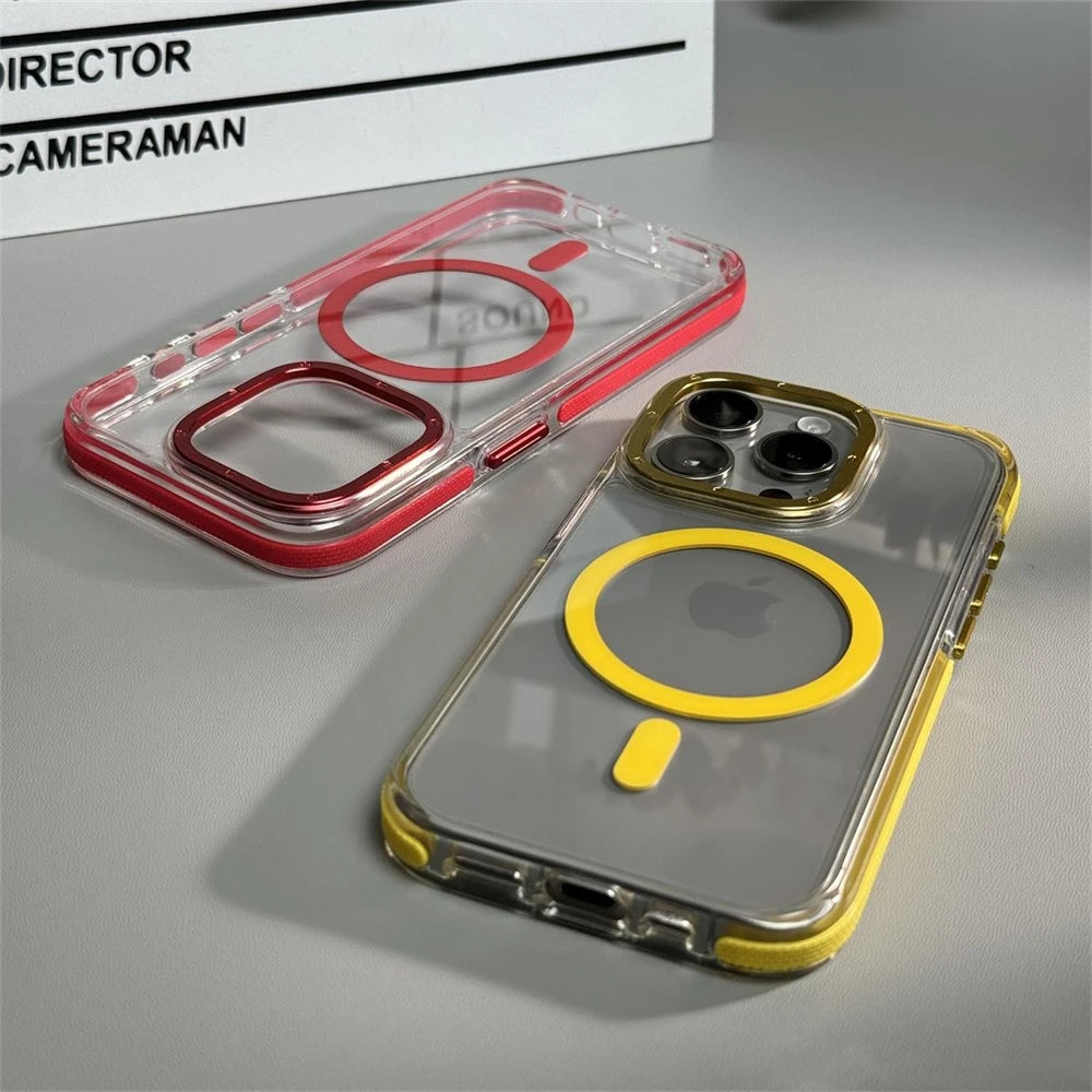 【クリアケース】透明 クリアバンパー iPhoneケース MagSafe対応 カラー縁取り 耐衝撃 スマホケース|iPhone対応 #250406