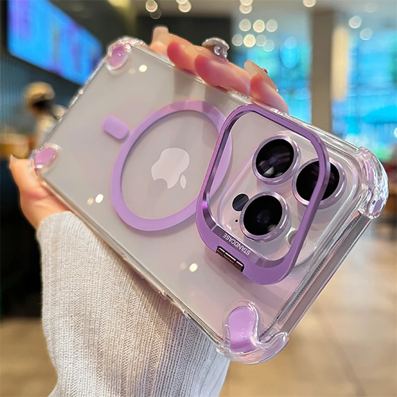 【Magnet内蔵】クリアフレーム リングスタンド デザイン ケース|iPhone対応 #260124