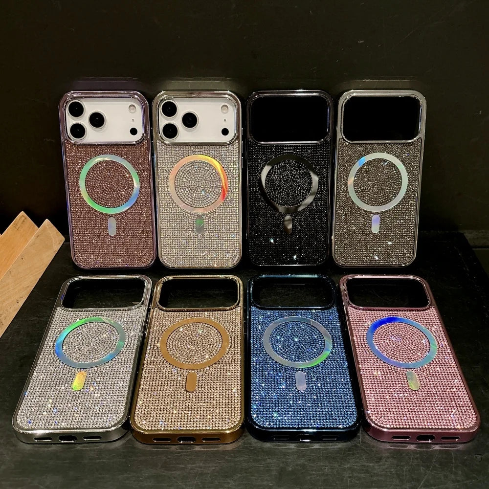 【Magsafe対応】キラキラ グリッターラメ ストーン × マグネット対応 スマホケース|iPhone対応 #250319