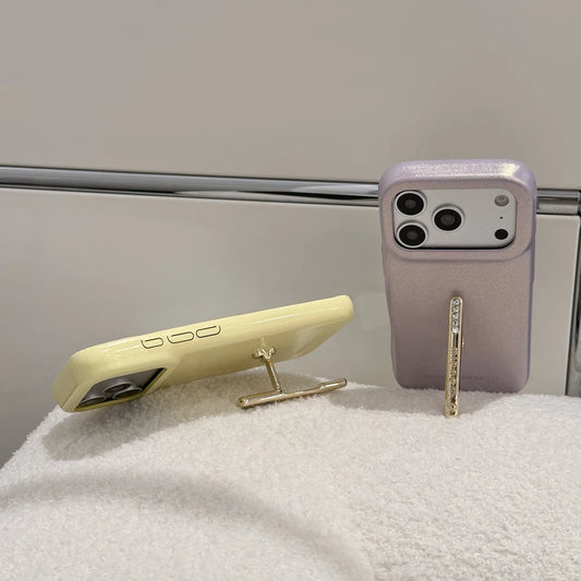 ビジューライン スリムグリップ iPhoneケース|レザー調・高級感デザイン #231225