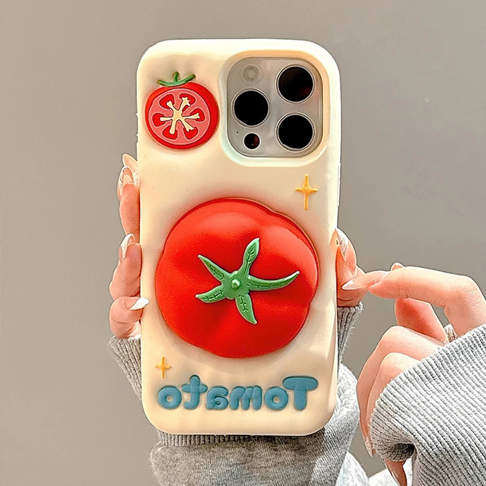 【フルーツシリーズ】立体トマトデザイン ポップ3D スマホケース|iPhone対応 #250830