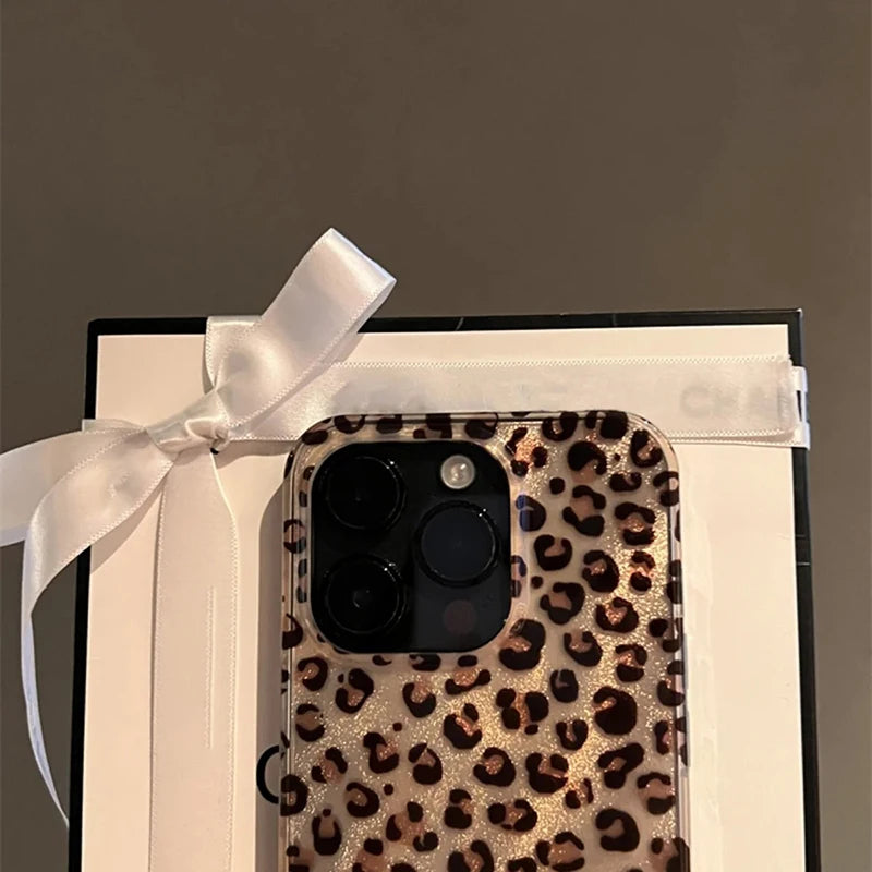 【グロッシーレオパード】艶レオパード × クリアベース スマホケース|iPhone対応 #250614