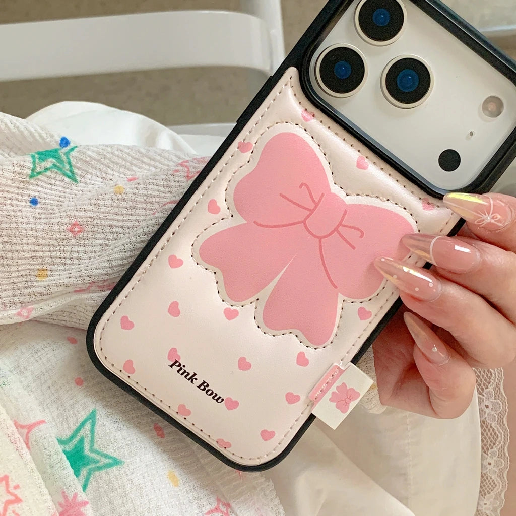 【ピンクリボン】ラブ プチハート エンボスレザー スマホケース|iPhone対応 #250209