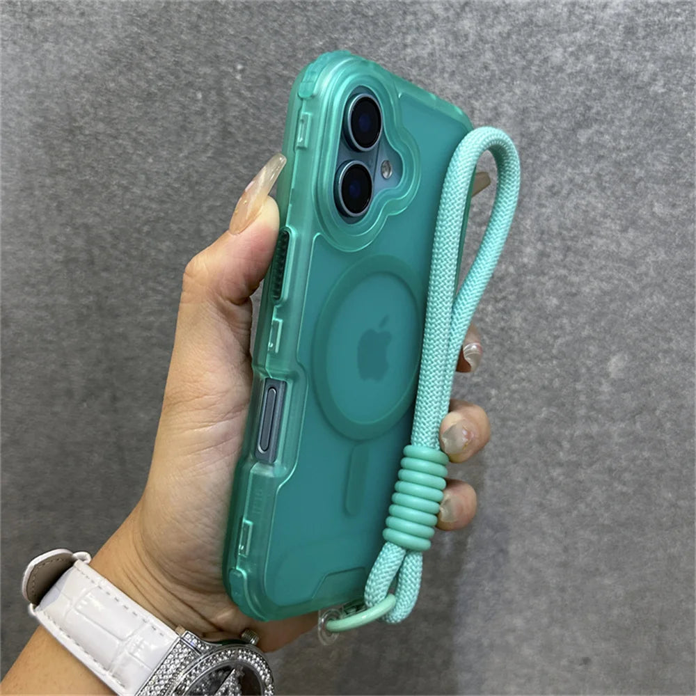 【ネオンカラー】マットクリア ロープストラップ付き スマホケース|iPhone対応 #250803
