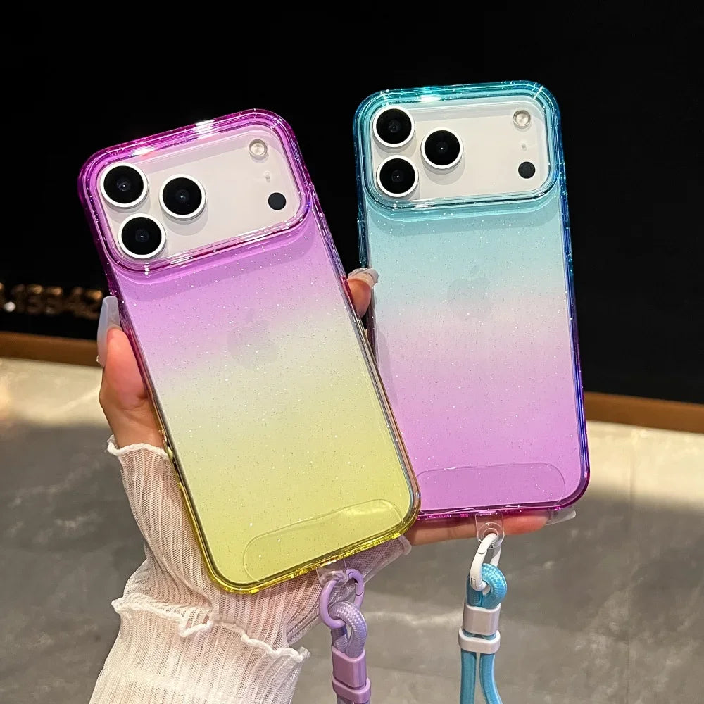【グラデーションシリーズ】カラフル クリアグラデーション ストラップ付き スマホケース|iPhone対応 #251118