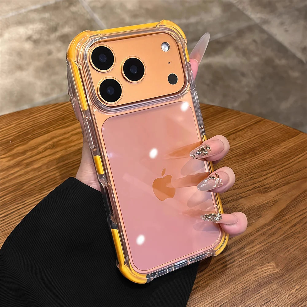 【耐衝撃 クリア】滑り止めフレーム バンパー 透明 アクリル アーマー スマホケース|iPhone対応 #250425