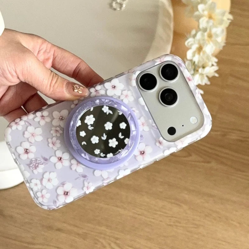 ホワイトフラワー Magnet内蔵 クリア iPhoneケース|上品・ナチュラル #231029