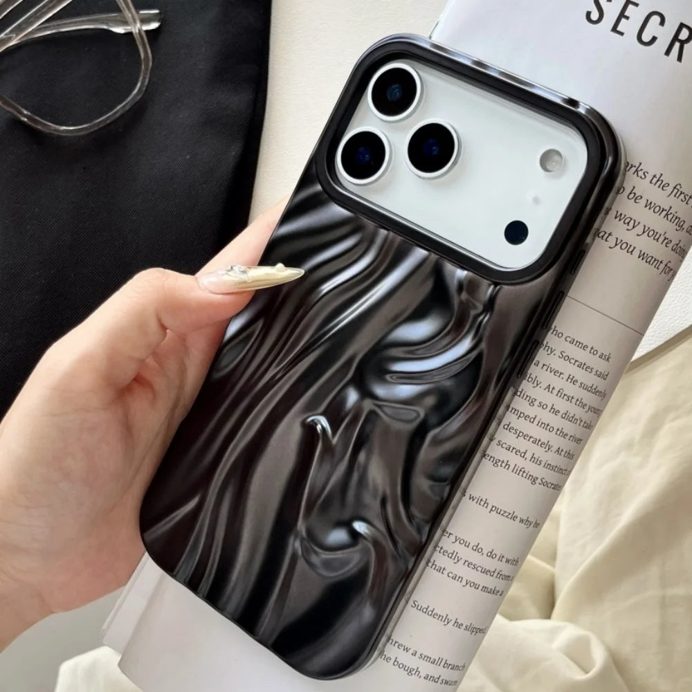 【メタリックウェーブシリーズ】光沢 3Dデザイン スマホケース|iPhone対応 #251210
