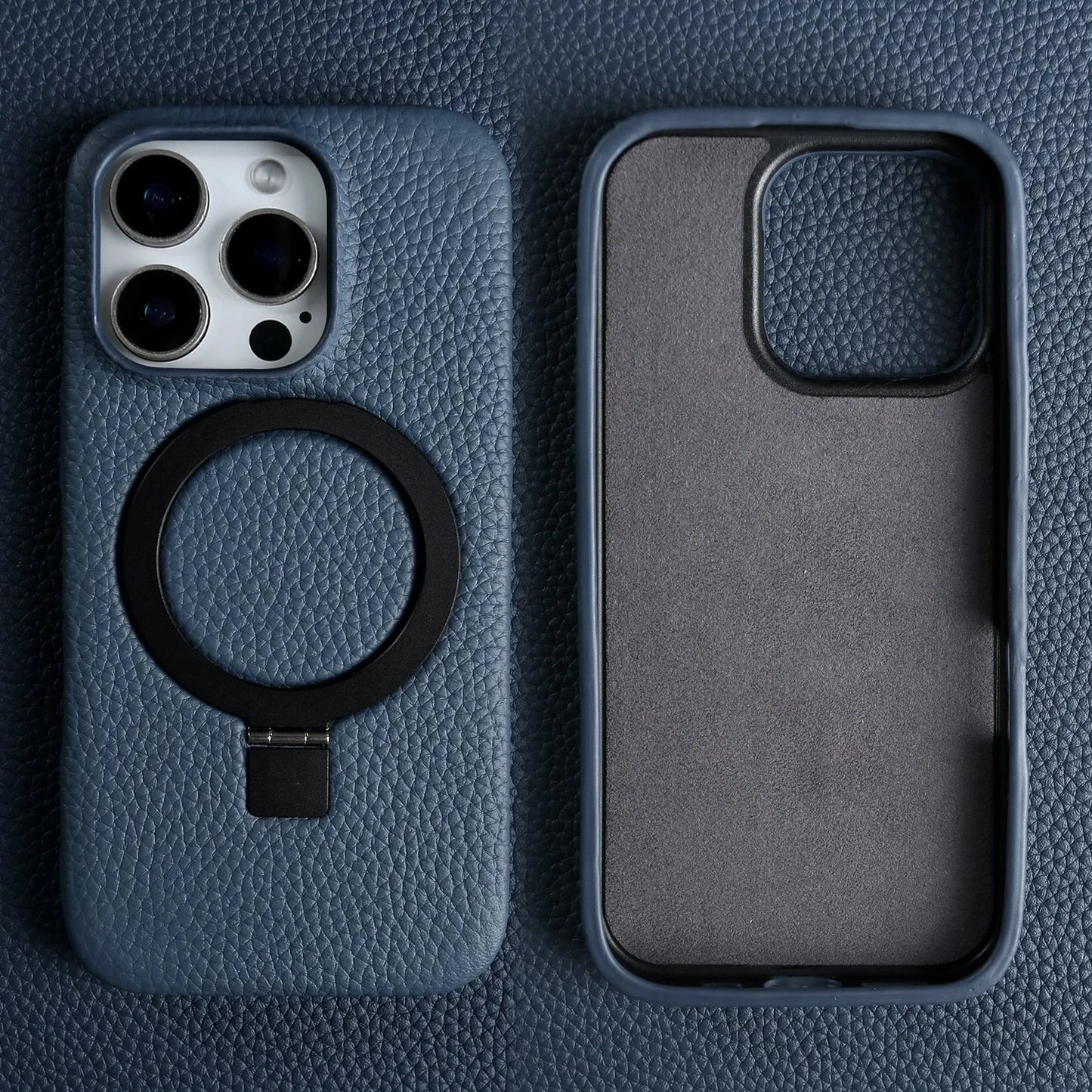 【本革シリーズ】折りたたみ スタンドリング付き レザースマホケース|iPhone対応 #241013