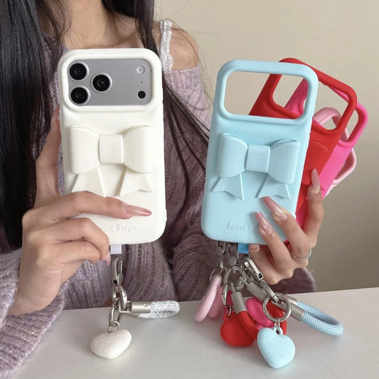 ビッグリボン ストラップ付き シリコン iPhoneケース #260617