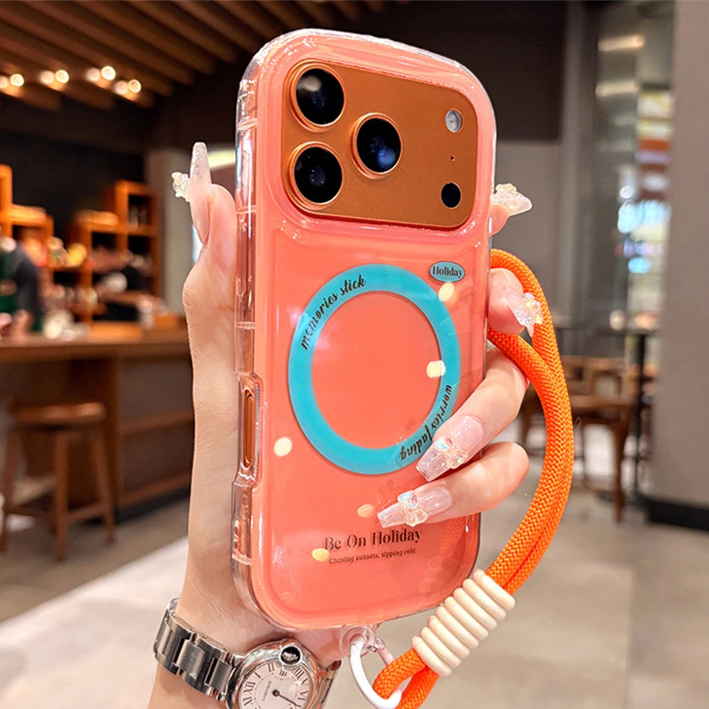 【Magsafe対応】クリア カラーポップ ロープストラップ スマホケース|iPhone対応 #250215
