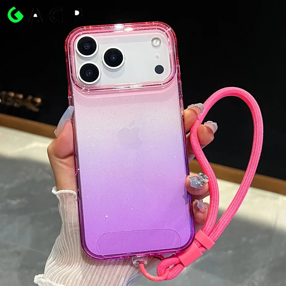 【グラデーションシリーズ】カラフル クリアグラデーション ストラップ付き スマホケース|iPhone対応 #251118