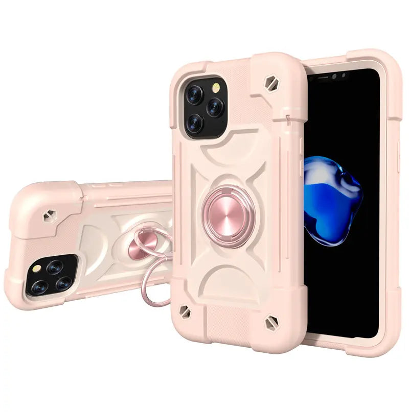 【耐衝撃カラフルリング付きスマホケース】スタンド機能付き|iPhone対応 #250810